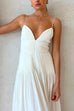 V Neck Backless Pintuck Swing Maxi Cami Dress