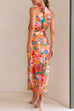 Mixiedress Tie Back Halter Sleeveless Waisted Maxi Floral Dress