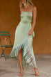 Mixiedress Tie Knot Backless Irregular Tassel Cami Dress
