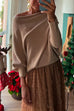 Mixiedress Boat Neck Batwing Sleeves Cozy Pullover Sweater