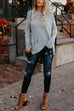 Mixiedress Crewneck Side Split Ripped Comfy Sweater