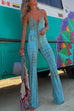Mixiedress Lace Up Bell Bottoms Tie Dye Cami Jumpsuit
