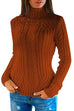 Mixiedress Slim Fit Turtleneck Cable Knit Sweater