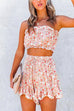Mixiedress Ruffle Tube Crop Top Elastic Waist Shorts Printed Set