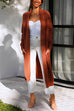 Mixiedress Open Front Drop Shoulder Pocketed Long Sweater Cardigan