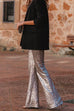 Stretchy High Rise Bell Bottoms Sequin Pants