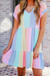 Mixiedress V Neck Color Block Stripes Candy Swing Dress