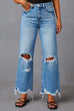 Mixiedress Raw Hem Ripped Flare Bottoms Denim Pants