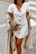 Button Up Puff Sleeves SlimFit Mini Dress