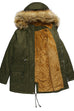 Mixiedress Zip Up Drawstring Waist Fleece Lined Hoodied Parka Coat