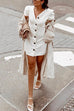 Button Up Puff Sleeves SlimFit Mini Dress