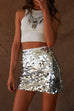 Mixiedress Elastic Waist Sequin Bodycon Mini Skirt