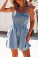 Mixiedress Smocked Wide Leg Denim Cami Romper