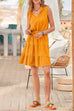 Mixiedress Drawstring V Neck Sleeveless Ruffle Tiered Swing Dress
