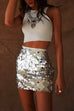 Mixiedress Elastic Waist Sequin Bodycon Mini Skirt