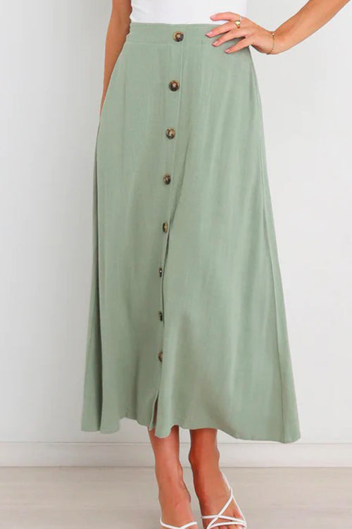 Mixiedress Button Down Pockets A-line Long Skirt