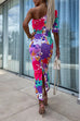 Mixiedress One Shoulder Back Slit Printed Maxi Dress