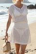 Mixiedress Short Sleeves Hollow Out Waisted Beach Cover Up Dress
