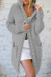 Mixiedress Open Front Ribbed Knitting Hoodied Sweater Outwear