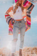 Mixiedress Open Front Chunky Knit Rainbow Stripes Sweater Cardigan