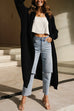 Mixiedress Open Front Drop Shoulder Pocketed Long Sweater Cardigan