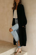 Mixiedress Open Front Drop Shoulder Pocketed Long Sweater Cardigan