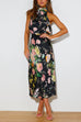 Mixiedress Halter Sleeveless Waisted Printed Dress