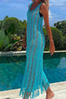 Mixiedress Hollow Out Sleeveless Tassel Beach Cover Up Dress