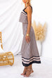 Color Block Crop Cami Top High Waist A-line Skirt Printed Set