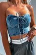 Mixiedress Lace Up Strapless Denim Corset Crop Top