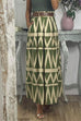 Mixiedress Pocketed Geometric Printed A-line Maxi Swing Skirt