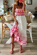 Mixiedress Smocked Tie Shoulder Printed Ruffle Maxi Cami Dress