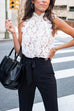 Mixiedress Mockneck Sleeveless Sweet Floral Lace Top