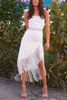 Mixiedress Tie Knot Backless Irregular Tassel Cami Dress