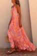 Mixiedress Halter Backless Printed Maxi Ruffle Swing Dress