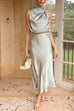 Mixiedress Solid Halter Waisted Irregular Sleeveless Dress