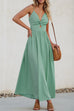 Mixiedress Twist V Neck Tie Back Cut Out Swing Maxi Cami Dress