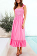 Mixiedress Wide Straps Bow Shoulder Smocked Ruffle Maxi Dress