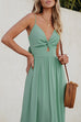 Mixiedress Twist V Neck Tie Back Cut Out Swing Maxi Cami Dress