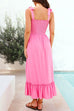 Mixiedress Wide Straps Bow Shoulder Smocked Ruffle Maxi Dress