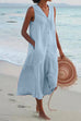 Mixiedress V Neck Sleeveless Beach Midi Dress(7 Colors)