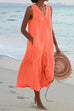 Mixiedress V Neck Sleeveless Beach Midi Dress(7 Colors)