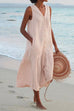 Mixiedress V Neck Sleeveless Beach Midi Dress(7 Colors)
