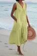 Mixiedress V Neck Sleeveless Beach Midi Dress(7 Colors)