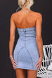Mixiedress Tube Top Distressed Bodycon Denim Mini Dress