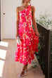 Mixiedress One Shoulder Sleeveless Floral Print Maxi Holiday Dress