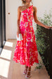 Mixiedress One Shoulder Sleeveless Floral Print Maxi Holiday Dress