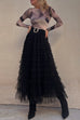 Mixiedress Ruffle Layered Mesh A-line Maxi Skirt