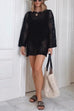Mixiedress Long Sleeves Hollow Out Crochet Beach Cover Up Dress