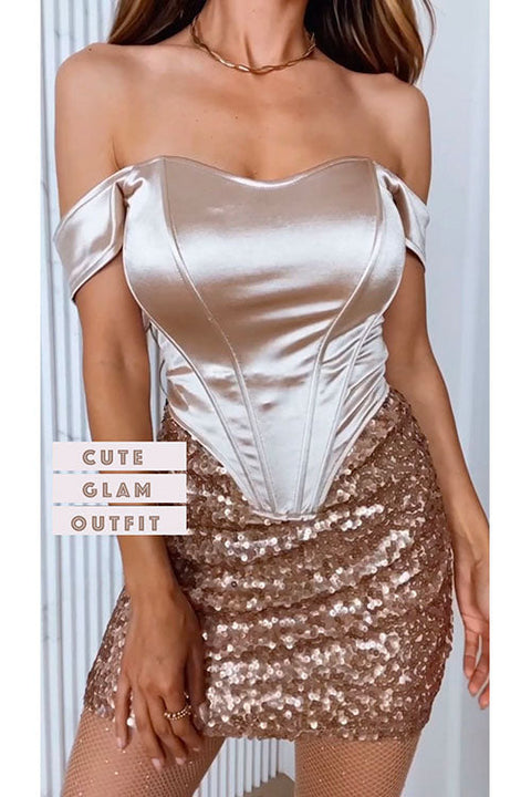 Mixiedress Off Shoulder Satin Corset Tube Top